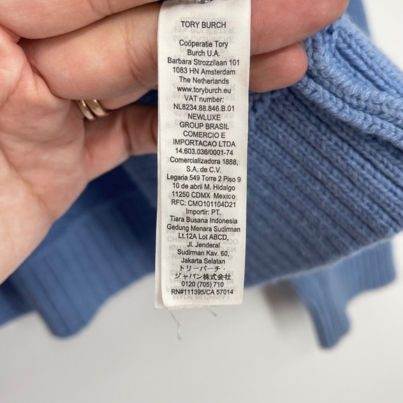 Tory Sport Blue LOVE Knit Sweater XS Cashmere Blend Boxy Oversized READ - Picture 5 of 9
